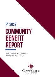 Graphic showing cover of the Community Benefit Report